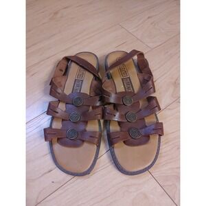 The‎ Leather Collection Women's Brown Leather Sandals Open Toe Strappy size 6